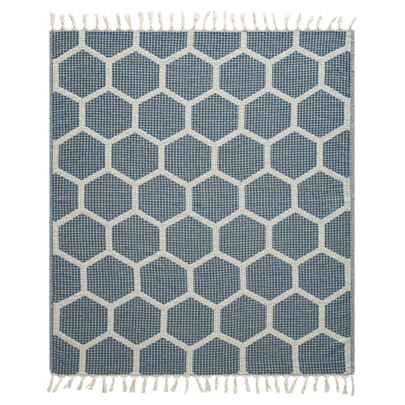 Blue and Cream Organic Cotton Reversible Throw Blanket