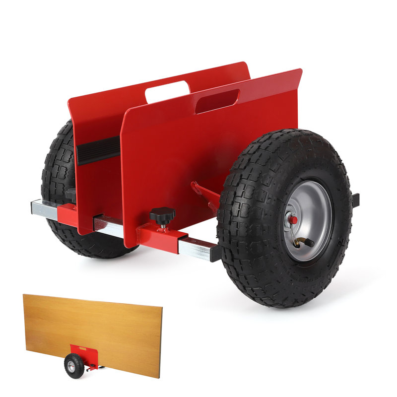 Chariot à panneau rouge robuste à capacité de 600 lb avec 10 roues en caoutchouc solide, Rouge
