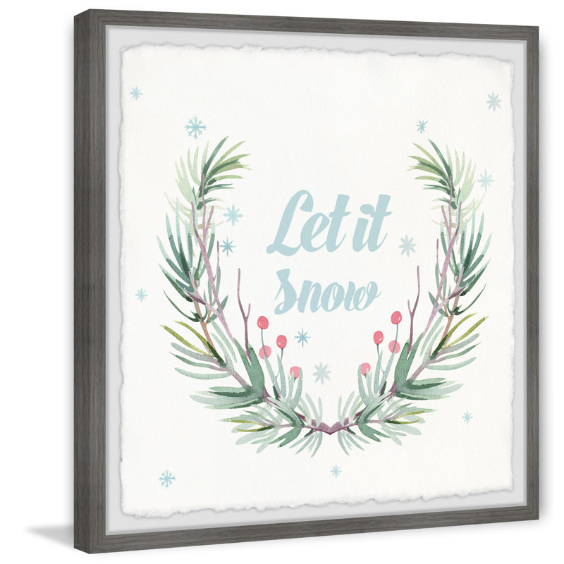 Let It Snow Wreath 1 Piece Single Picture Frame Wall Art, 81cm H x 81cm W x 3.81cm D