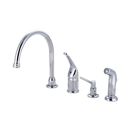 Robinet de cuisine à poignée simple avec jet latéral, Chrome poli