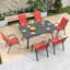 Ensemble de chaises de salle à manger d'extérieur 6 pièces, siège ergonomique large, capacité de 350 lb, structure en métal Teslin imperméable et résistante à la rouille-1994633338-1994633341