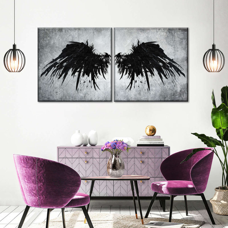 «Black Fallen Angel Wings», reproduction sur toile, H 50 po x l 24 po x P 1,25 po