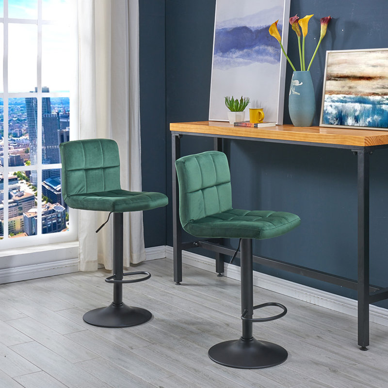 Annease Adjustable Height Bar Stool, Dark Green