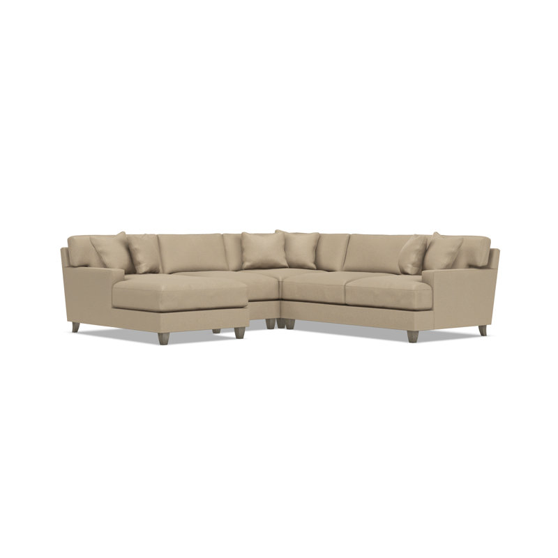 Bernhardt Mila 4-Piece Fabric Sectional, Tan Polyester, Left Hand Facing, 33.5" H x 107" W x 107" D