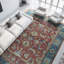 Tapis rouille et bleu foncé noué à la main de haute qualité