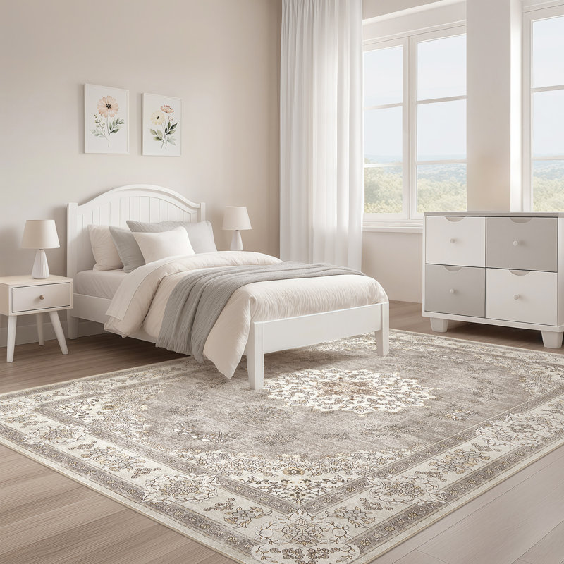 Tapis de sol intérieur antidérapant lavable Boho, Brun, Rectangulaire 8 pi x 10 pi