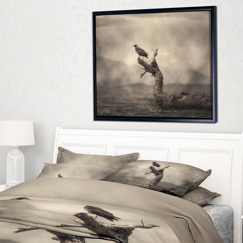 «Crow Percher on Tree», reproduction de photo sur toile tendue encadrée, H 12 po x l 20 po x P 1 po