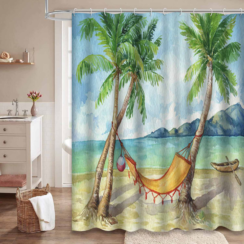 Rideau de douche bleu imperméable, rideaux de douche pour la salle de bain avec 12 crochets, 72" L x 84" W