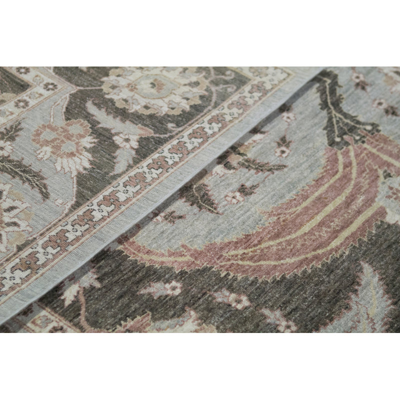 Ziegler Wool Oriental Area Rug in Light Blue/Black