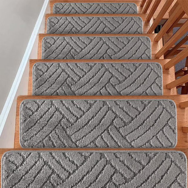 Tapis d'escalier pour marches en bois - paquet de 10, Gris
