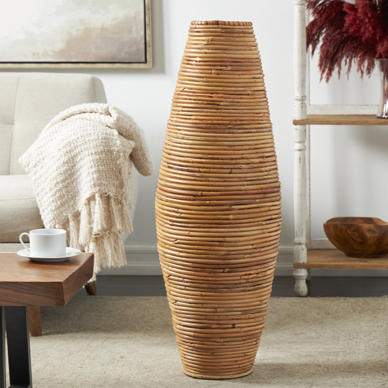 Rika Handmade Rattan Floor Vase, 36.5" H x 12.8" W x 12.8" D