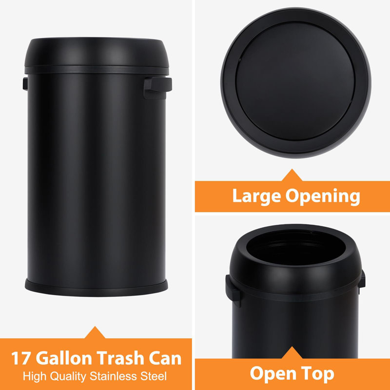 Stainless Steel Open Waste Bin - 17L