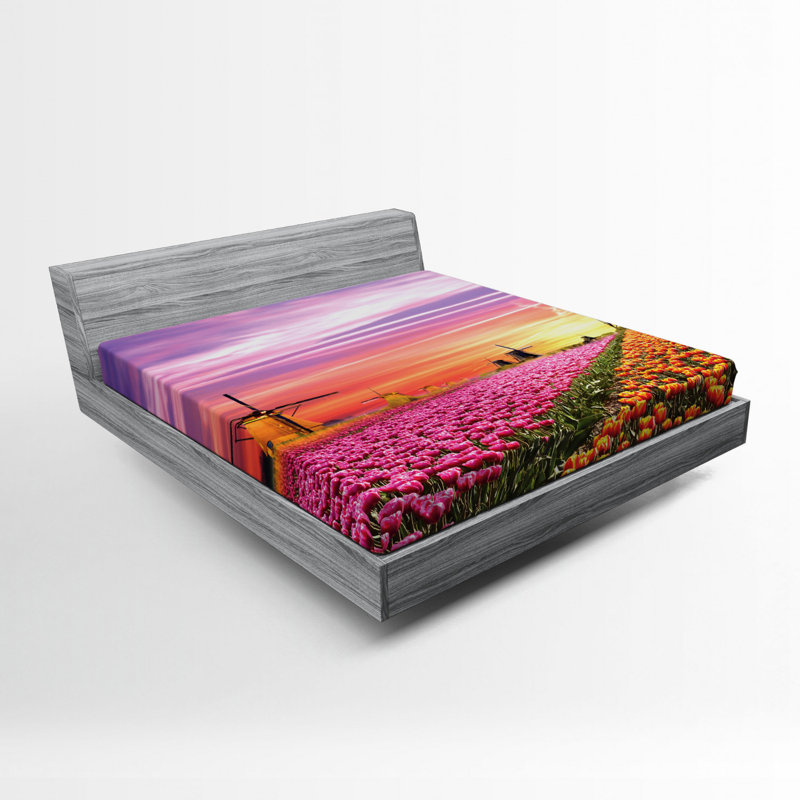Microfiber Floral Fitted Sheet, Full/Double Fitted Sheet