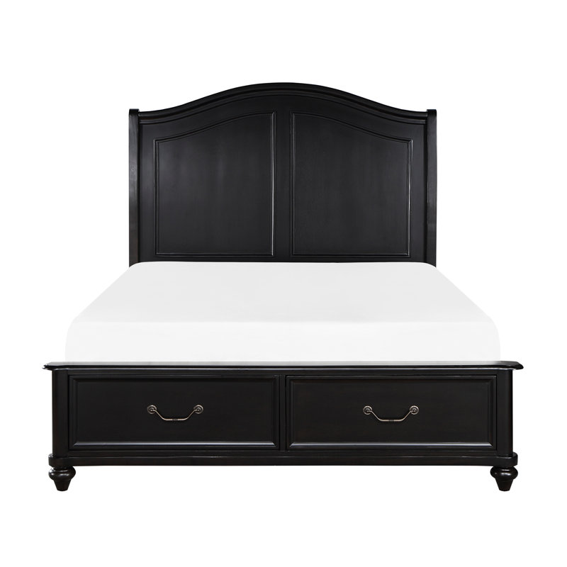 Grand lit plateforme classique avec rangement, motif brun anthracite, chambre à coucher traditionnelle