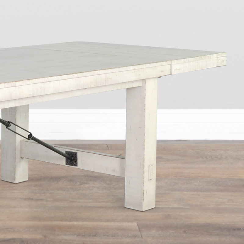 Hardin Extendable Mahogany Solid Wood Dining Table, White Sand