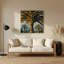 Art mural botanique en métal brun palmier dattier-1400089516