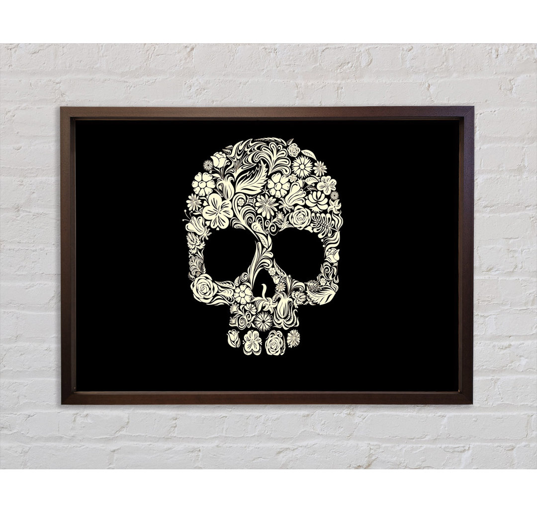 Skulls Floral - Einzelner Bilderrahmen Kunstdrucke auf Leinwand