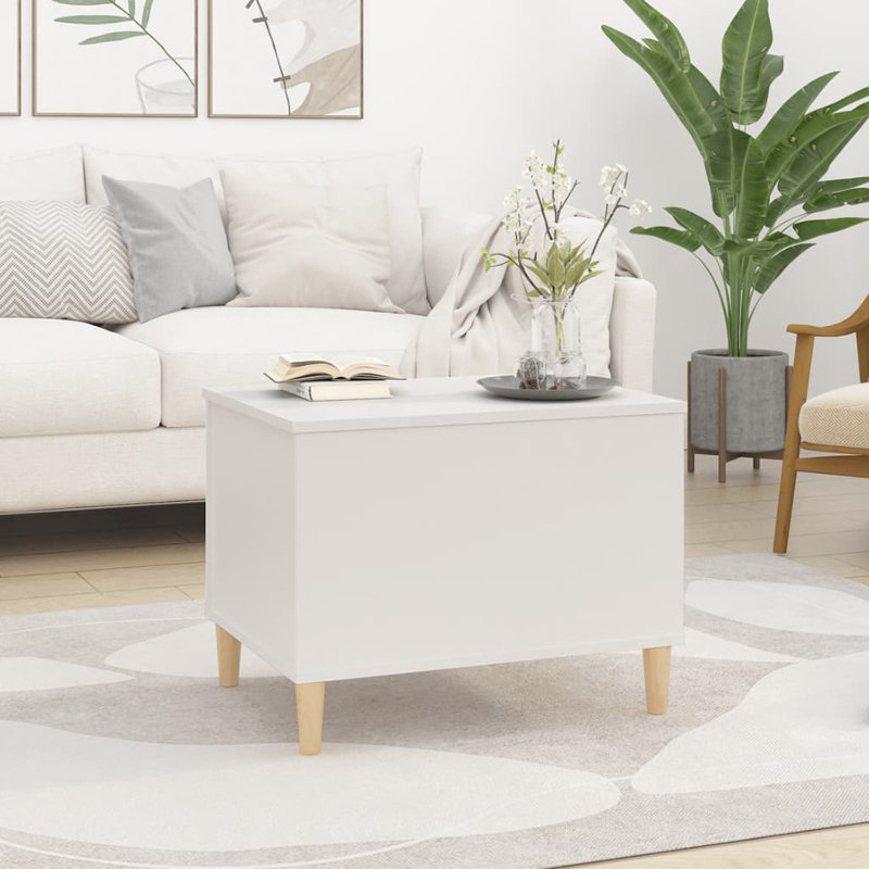 Kishaun Lift Top Four Leg Coffee Table with Storage, White, 45cm H x 60cm W x 44.5cm D