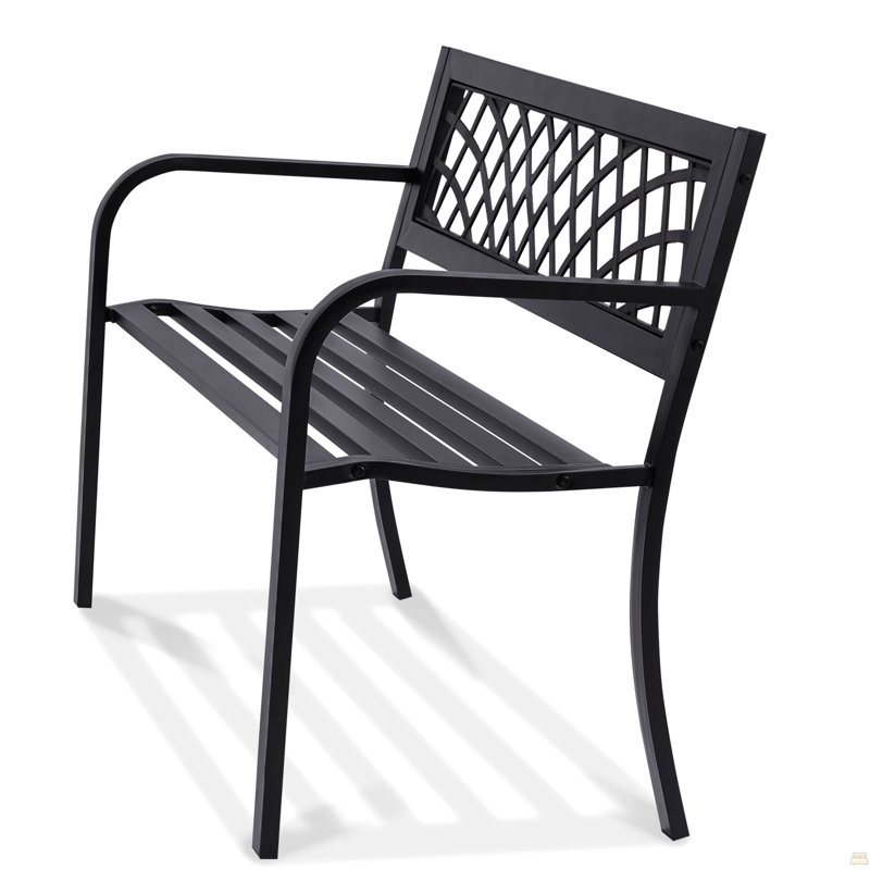 Outdoor Bench,46 Inches Metal Garden Bench For Outdoors, 480 Lbs Load Capacity Bench