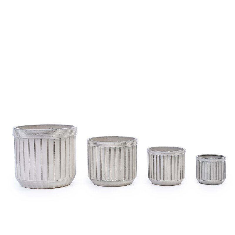 4 Cream Color Glossy Ceramic Planters, Ideal For Different Settings, Heat - , With Drainage Plant Growth, 37.24 Lb Weight Pieces Flowerpot, Modern Planter Patio, Garden Or Windowsill, All Weather ,