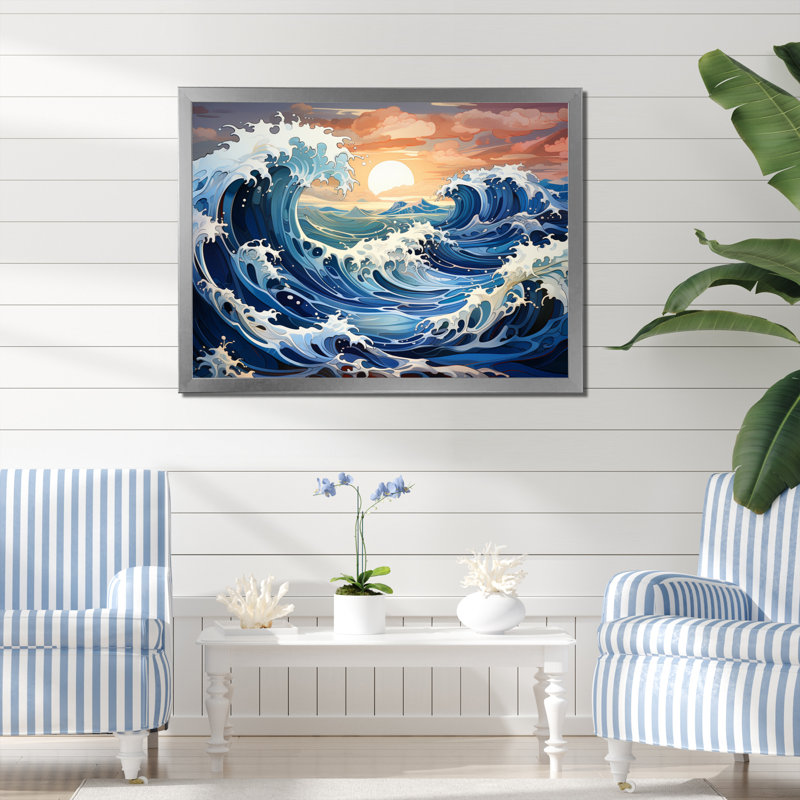 " Coastalwaves Ocean Symphony ", Gold Picture Framed, 24" H x 32" W x 1" D