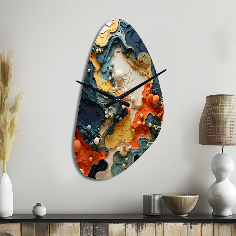 Bio Morphism Organic Forms II - Fall Shape Large Bio Morphism 3D Wall Clock, Medium