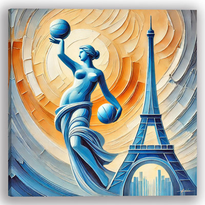 Basketball Grace in Paris Wrapped Canvas Wall Art