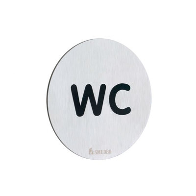 WC "water closet" sign for the restroom - self-adhesive brushed stainless steel 