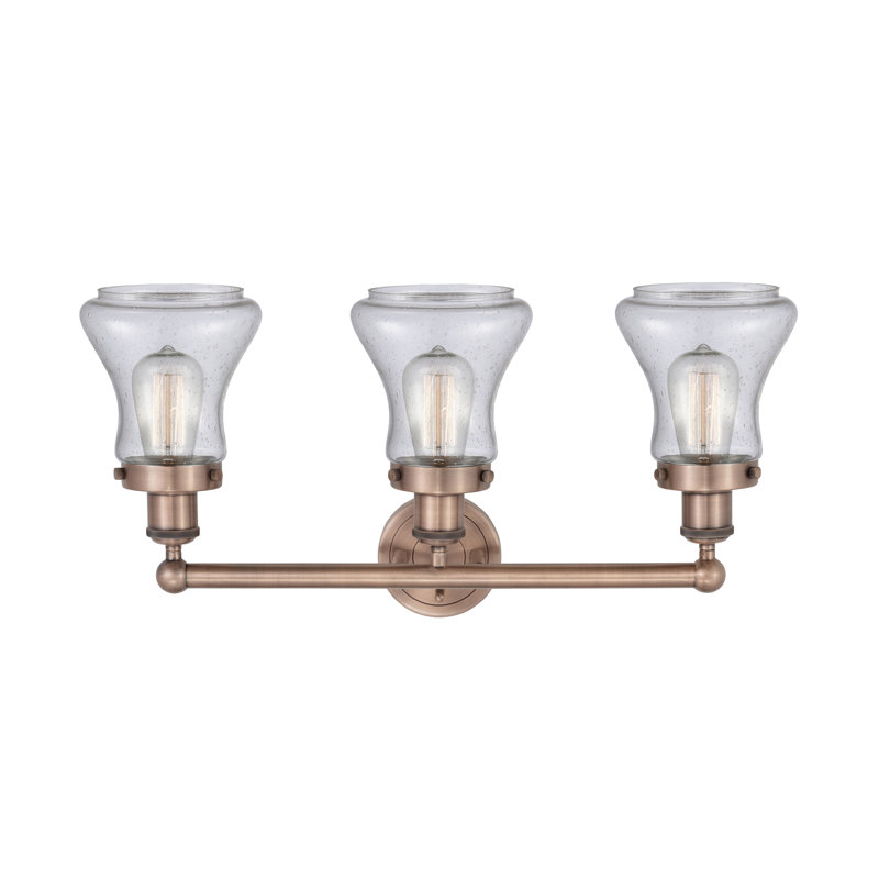 Éclairage pour meuble-lavabo à 3 lumières à intensité variable Asadbek, Mercurisé, Cuivre antique