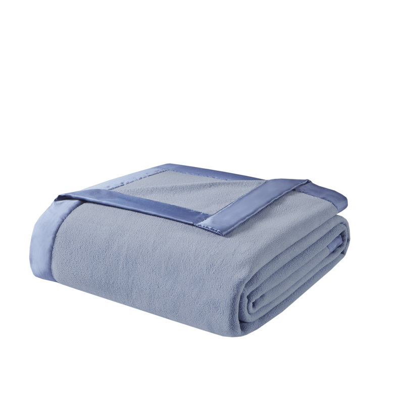 Couverture en micropolaire double / grand, Bleu, Grand lit