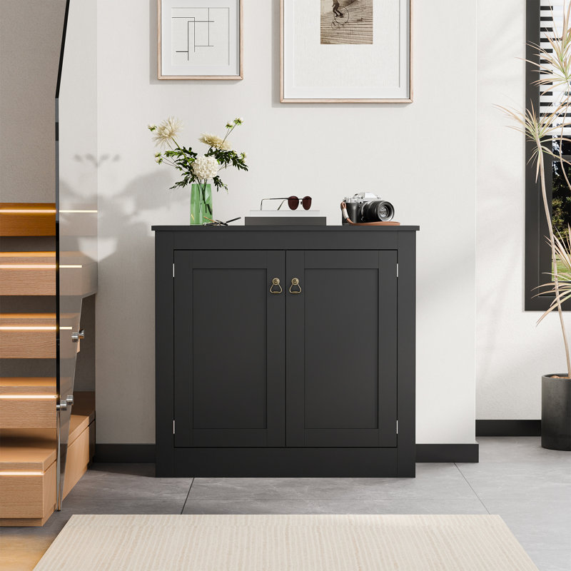 Cryal 31.5" W Sideboard with Adjustable Shelves, Black