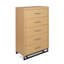 Commode haute avec 5 tiroirs, base en fer, bois brun naturel-121481503