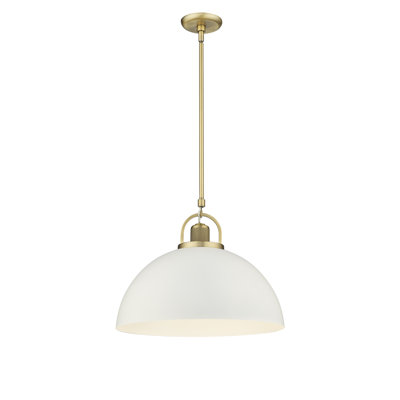 Luminaire suspendu 1 lumière Mercer41 Quincy en laiton rétro avec abat-jour en acier