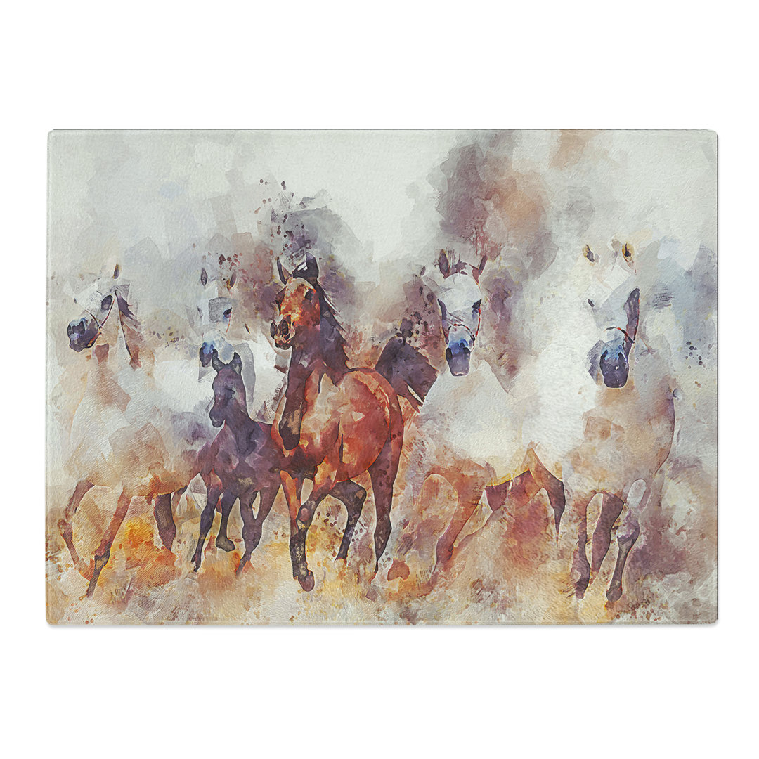 Galloping Horses  Glass Chopping Board