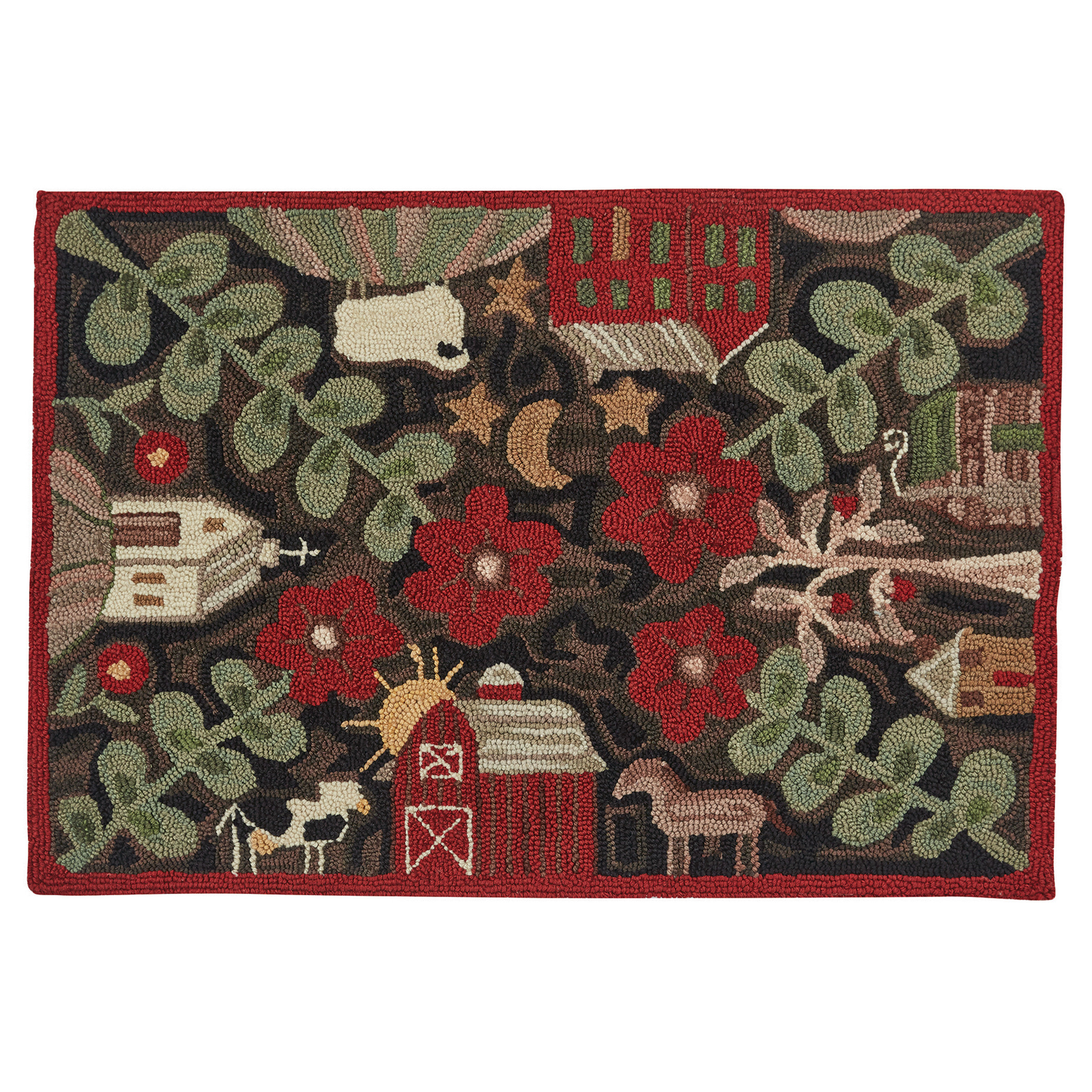 Winston Porter Farm Life Hooked Rug | Wayfair