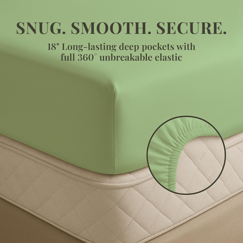 Premium Rayon From Bamboo Blend Sheet Set With Deep Pockets, Cooling and Breathable, King Sheet Set with 4 Pillowcases, Mint