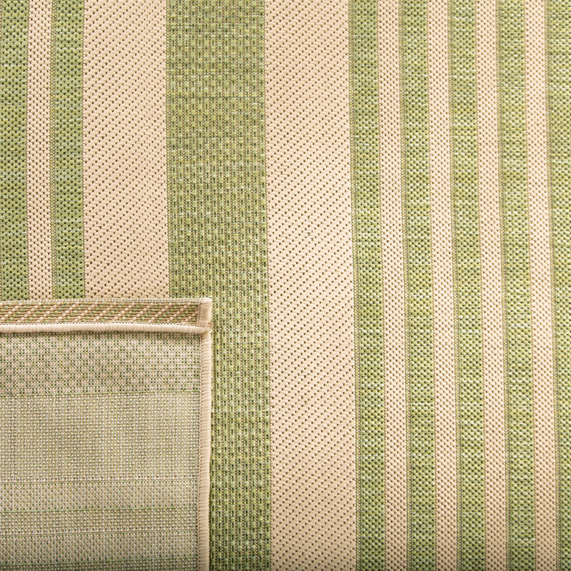 Arneshia Striped Beige/Sweet Pea Indoor/Outdoor Area Rug, Square 5'3"