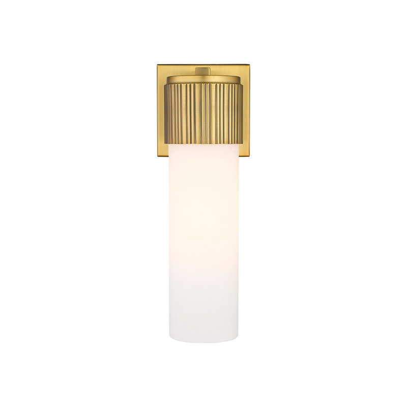Applique murale 1 lumière 12 "Bolivar, Laiton brossé, H 15 po x l 5,1 po x P 4 po, Blanc mat