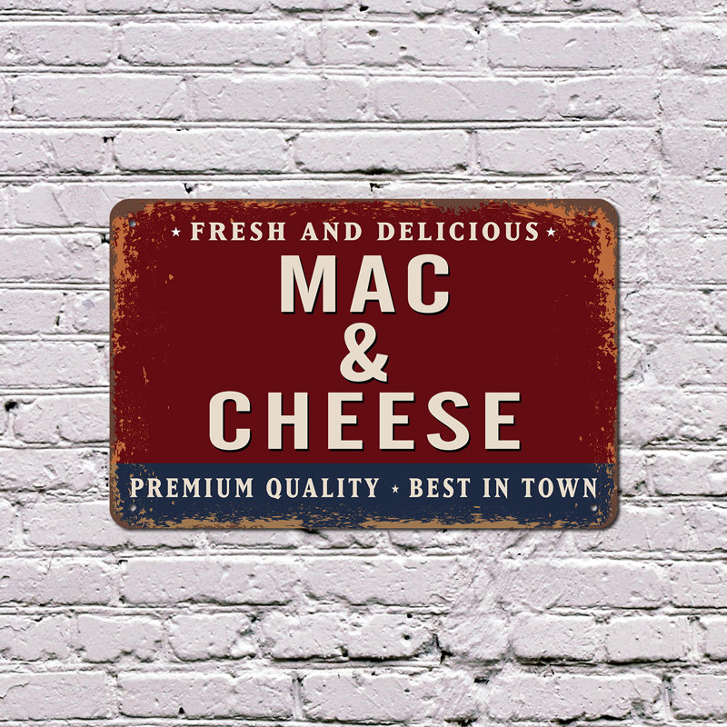 Plaque en plastique 10 po x 14 po Mac and Cheese Street, H 10 po x l 14 po x P 0,1 po