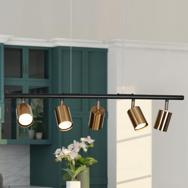 Luminaire suspendu linéaire à 5 lumières pour îlot de cuisine Lakeeta