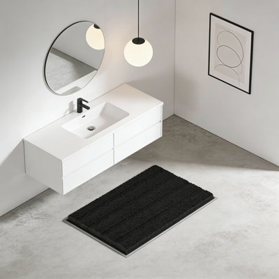 Chenille Bathroom Rugs With Rubber Backing, Soft And Absorbent Bath Mats For Shower, Tub, And Bathroom Floor, Machine Washable
