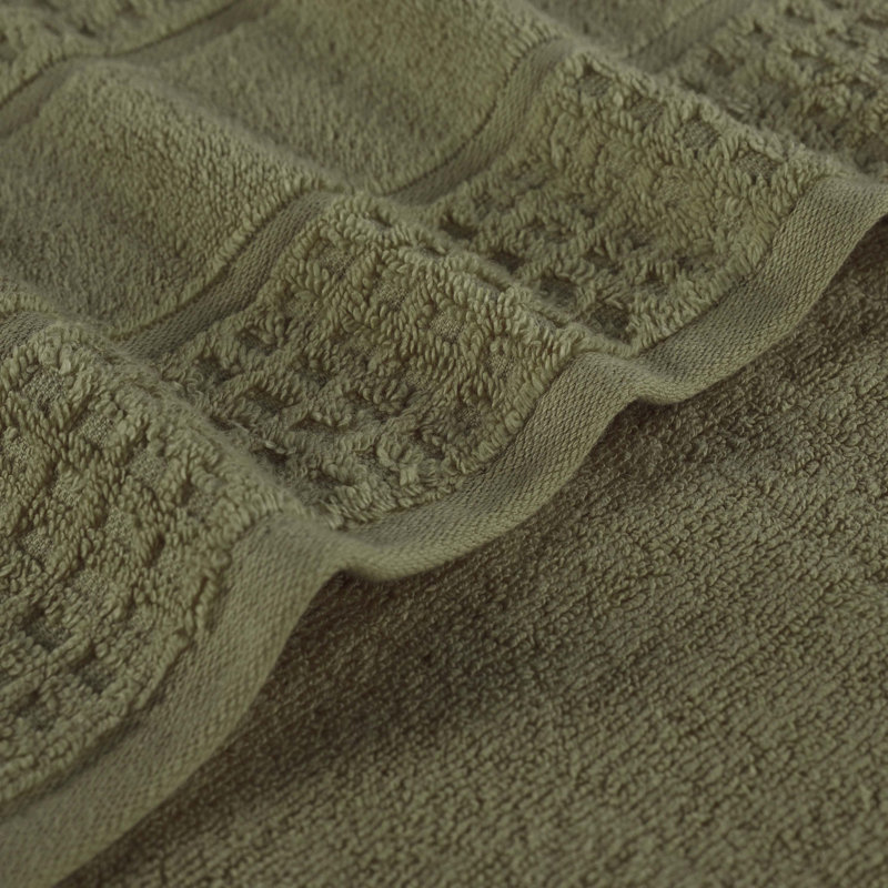  Zero-Twist Cotton Towel Set - Honeycomb Waffle Texture - Quick-Dry, Forest Green