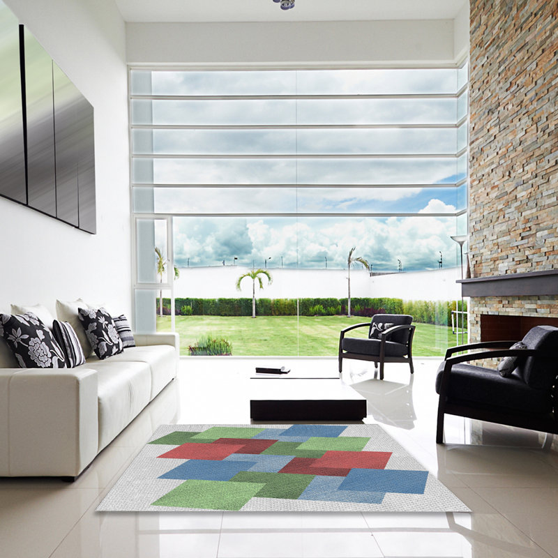 Rapoza Geometric Indoor Rug, Square 5'