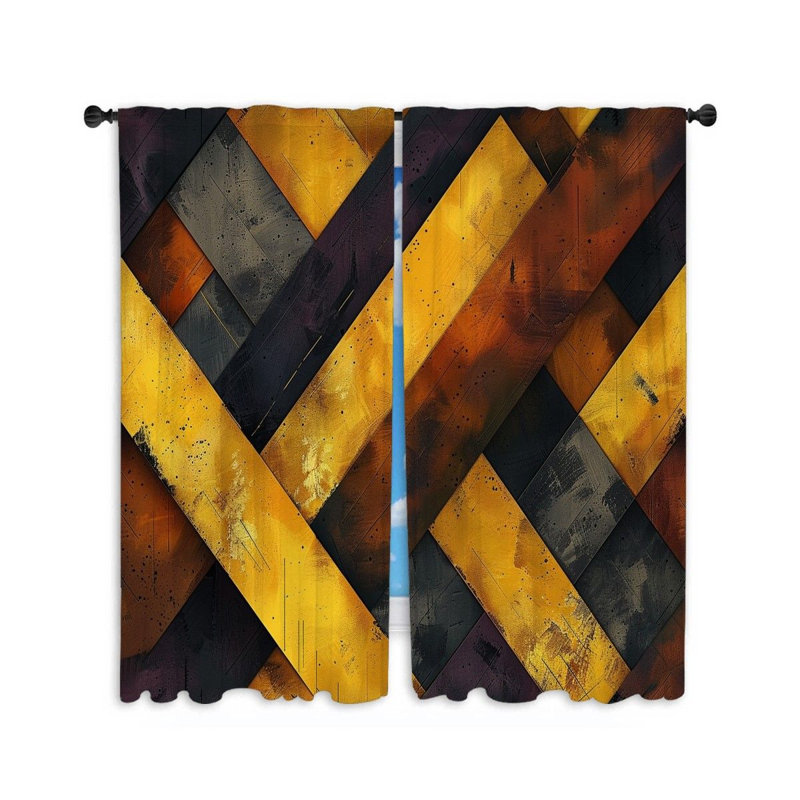 Herringbone Pattern Visual Room Darkening Curtain Pair, 40" W x 84" L