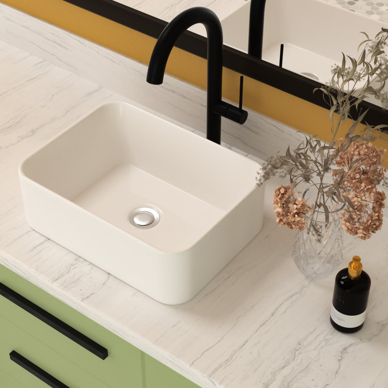 16"X12" Ceramic Bathroom Vessel Sink, White - Modern, Stain , Above Counter Mount Modern Sink White, Bathroom, Countertop
