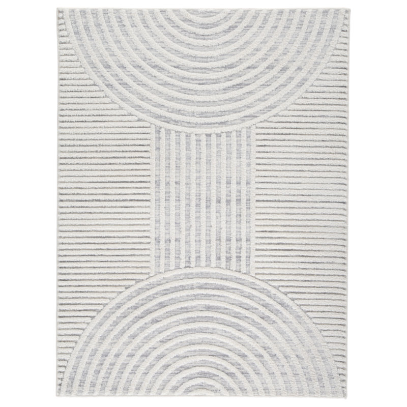 Tapis gris / crème Cheskey, Rectangulaire 8 pi x 10 pi