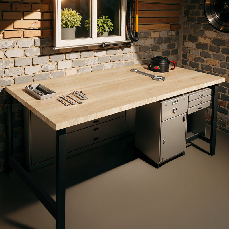 Comptoir en hévéa massif Bartlum, H 96 po x l 25 po x P 1,5 po