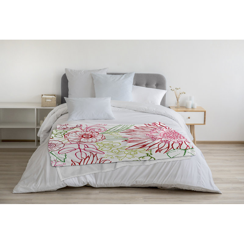 Cuban Flare Fleece Throw Blanket, 60" W x 80" L, 1.95, Pink