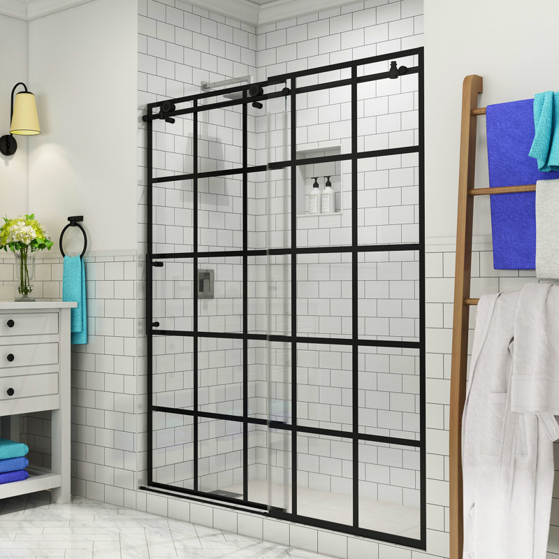 Porte de douche coulissante simple 60 "x 76" French Vienne, Ouverture à droite