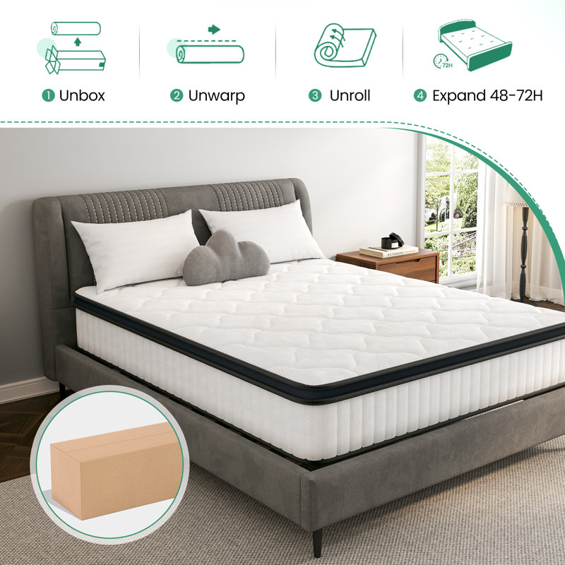 12-inch Slow recovery Memory foam Spring Mattress, King, 12"